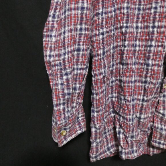 CROCODILE | large | 100% Cotton | Plaid Button-Up Front Casual Shirt | 2 Pockets - Picture 6 of 16